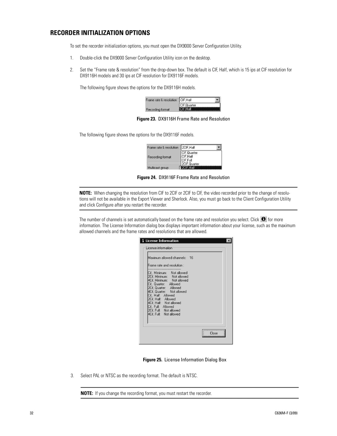 Pelco C636M-F manual Recorder Initialization Options 