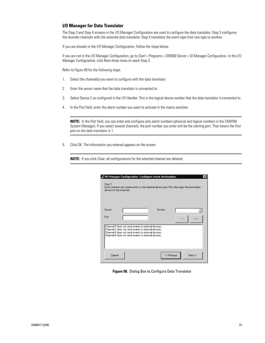 Pelco C636M-F manual I/O Manager for Data Translator 
