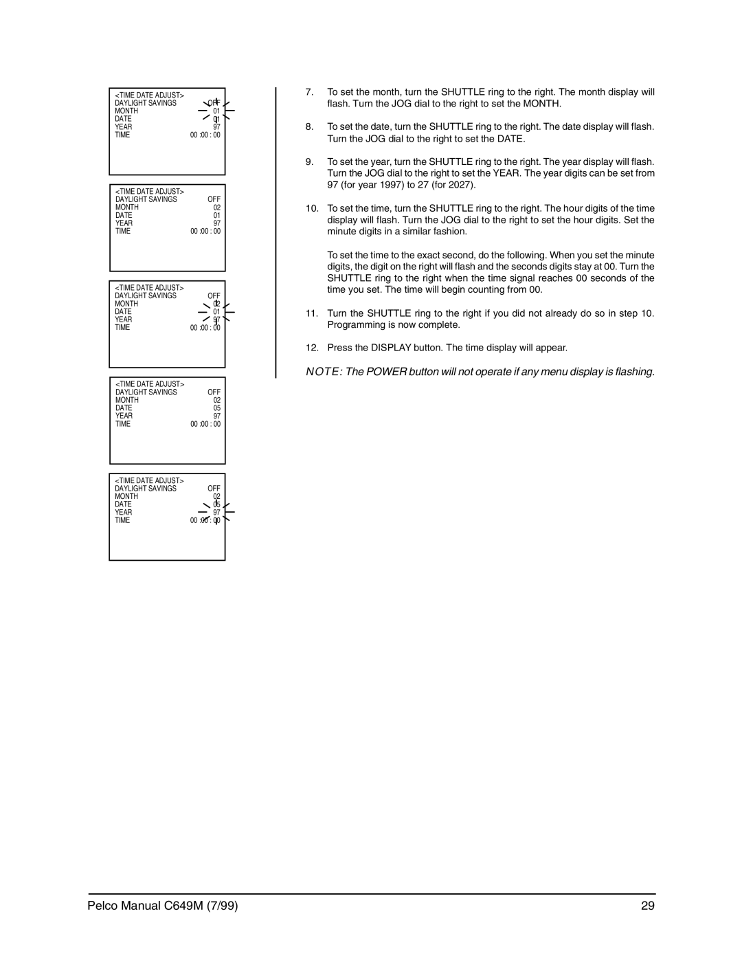 Pelco c649m operation manual Off 