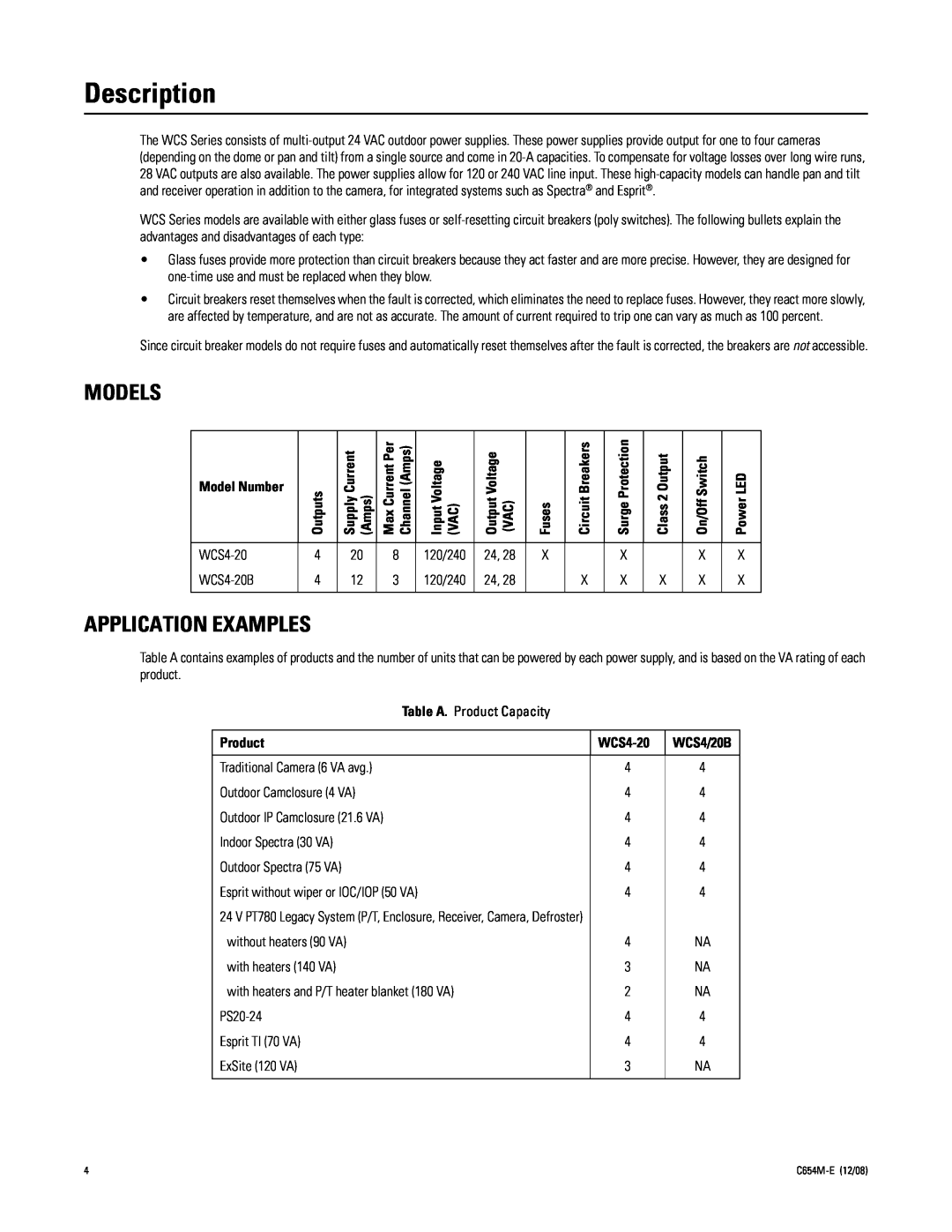 Pelco C654M-E (12/08) 3 manual Description, Models, Application Examples 