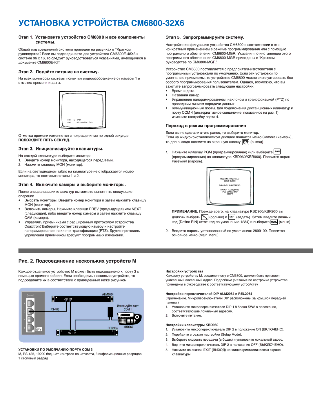 Pelco CM6800-32X6 quick start Menu 