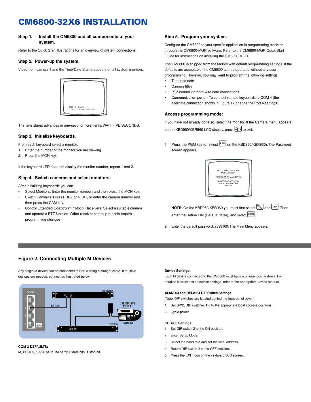 Pelco quick start CM6800-32X6 Installation 