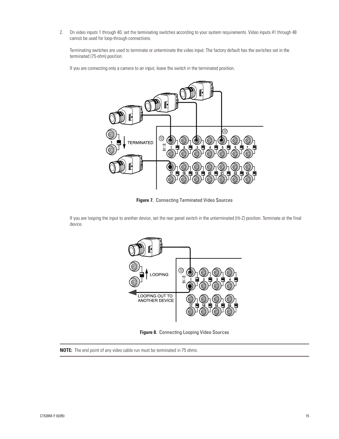 Pelco CM6800E-48X8 manual Connecting Looping Video Sources 