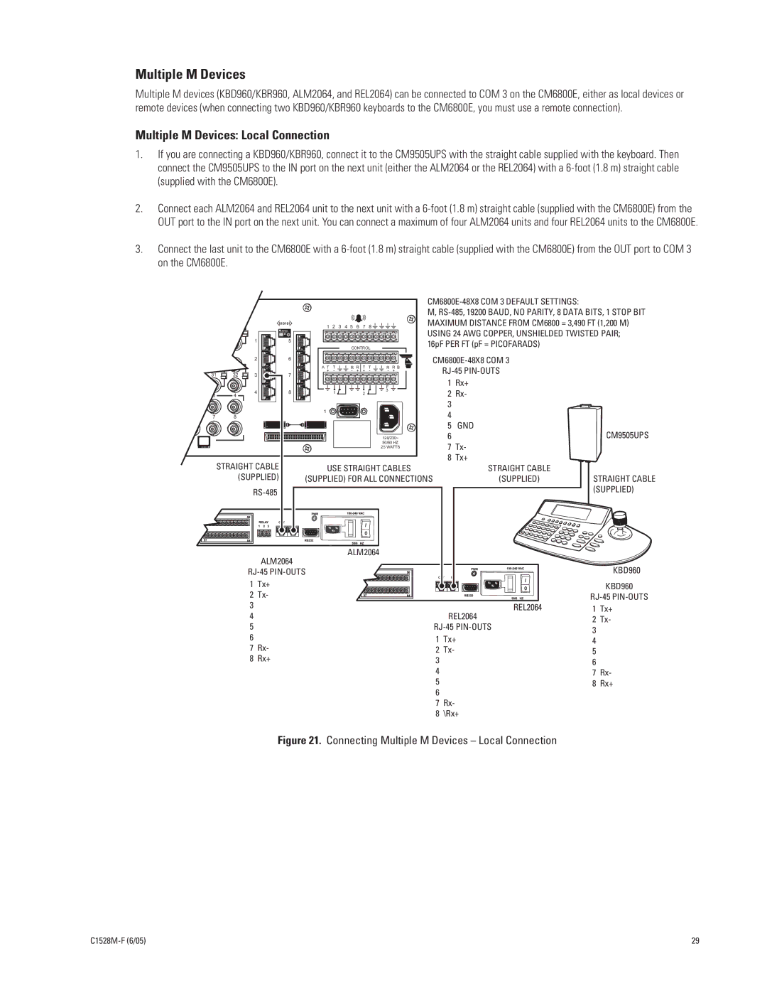 Pelco CM6800E-48X8 manual Multiple M Devices Local Connection 