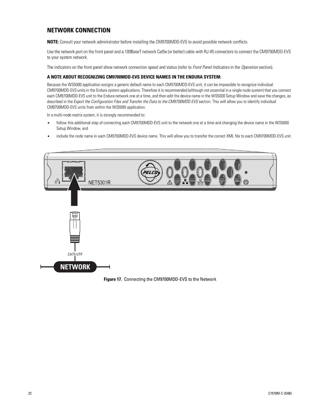 Pelco CM9700MDD-EVS manual Network Connection 