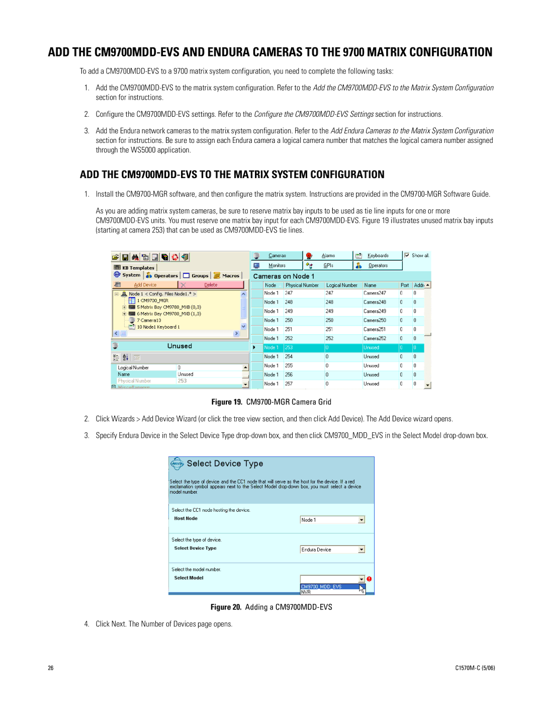 Pelco manual ADD the CM9700MDD-EVS to the Matrix System Configuration 