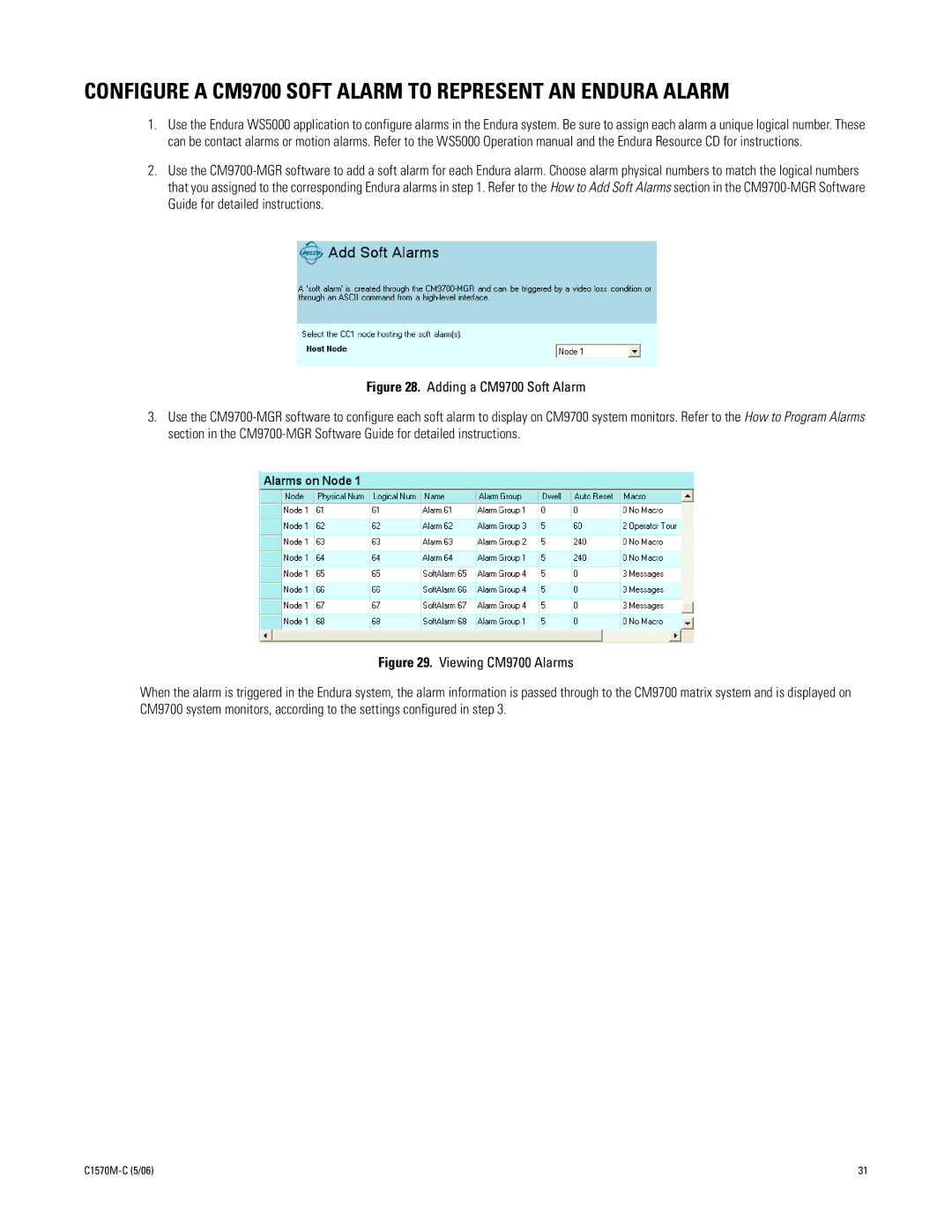 Pelco CM9700MDD-EVS manual Configure a CM9700 Soft Alarm to Represent AN Endura Alarm 