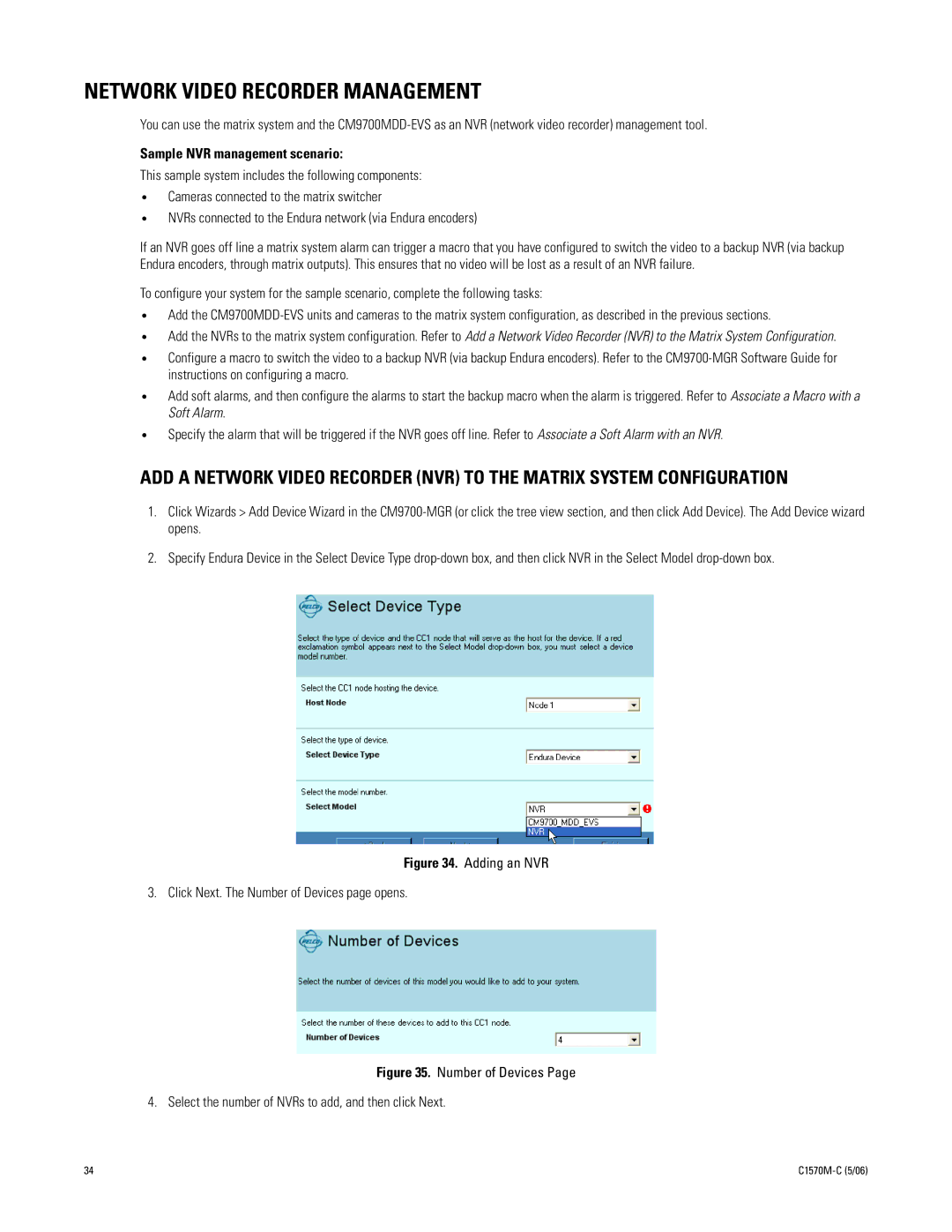 Pelco CM9700MDD-EVS manual Network Video Recorder Management, Sample NVR management scenario 