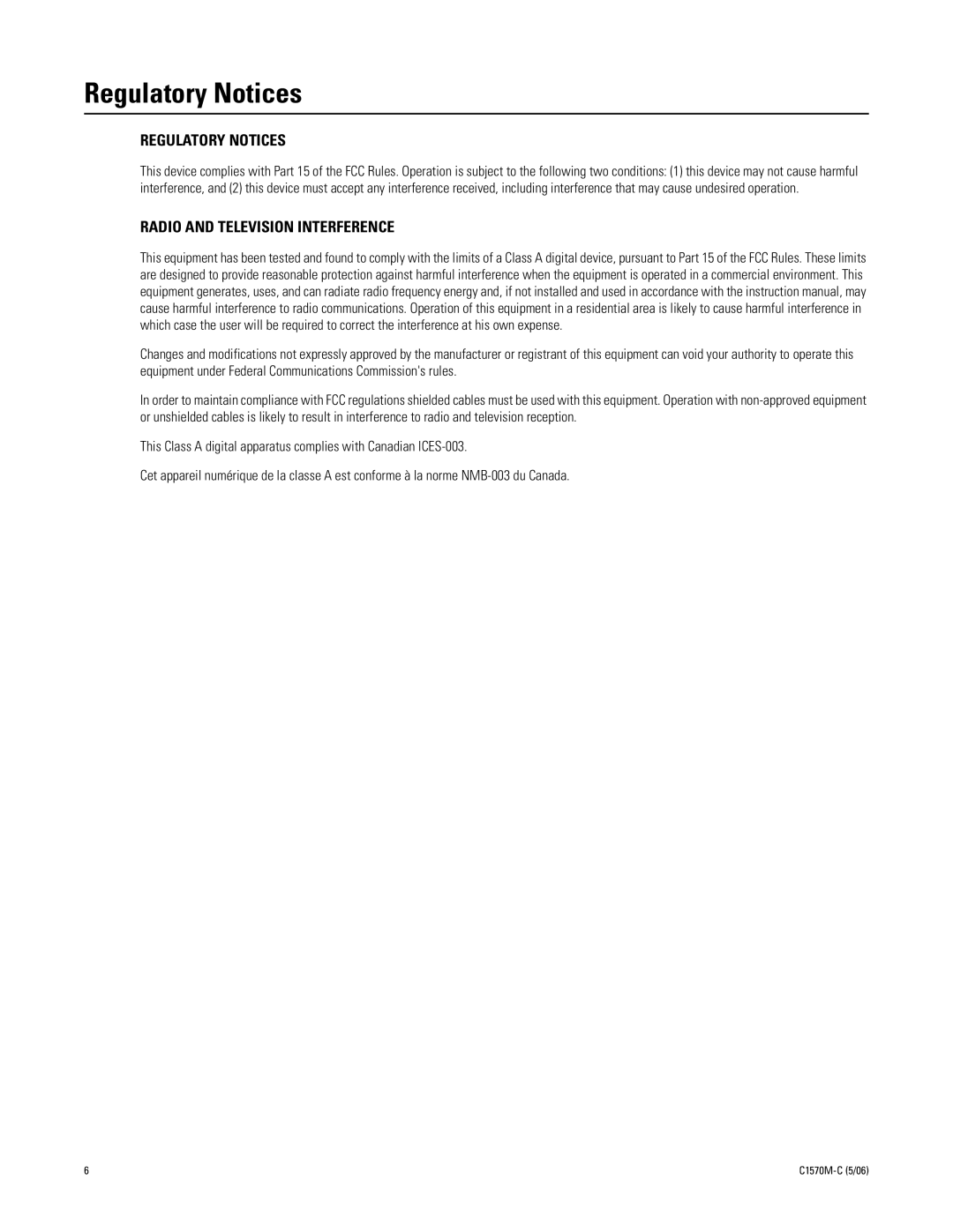 Pelco CM9700MDD-EVS manual Regulatory Notices 