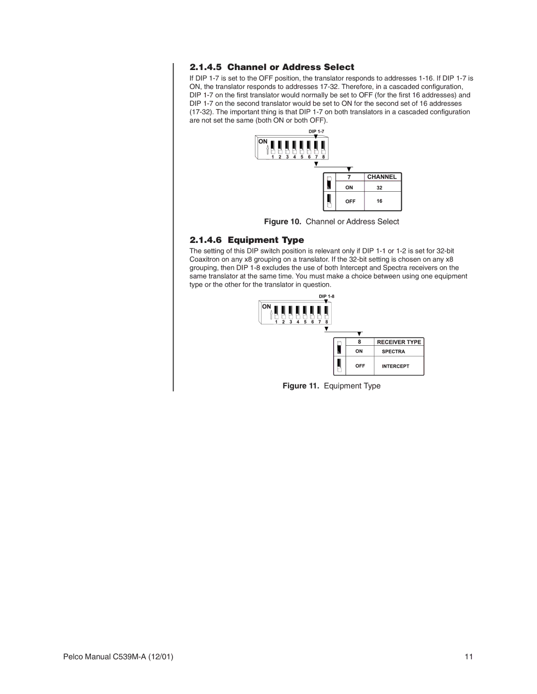 Pelco CM9760-CXTA operation manual Channel or Address Select, Equipment Type 