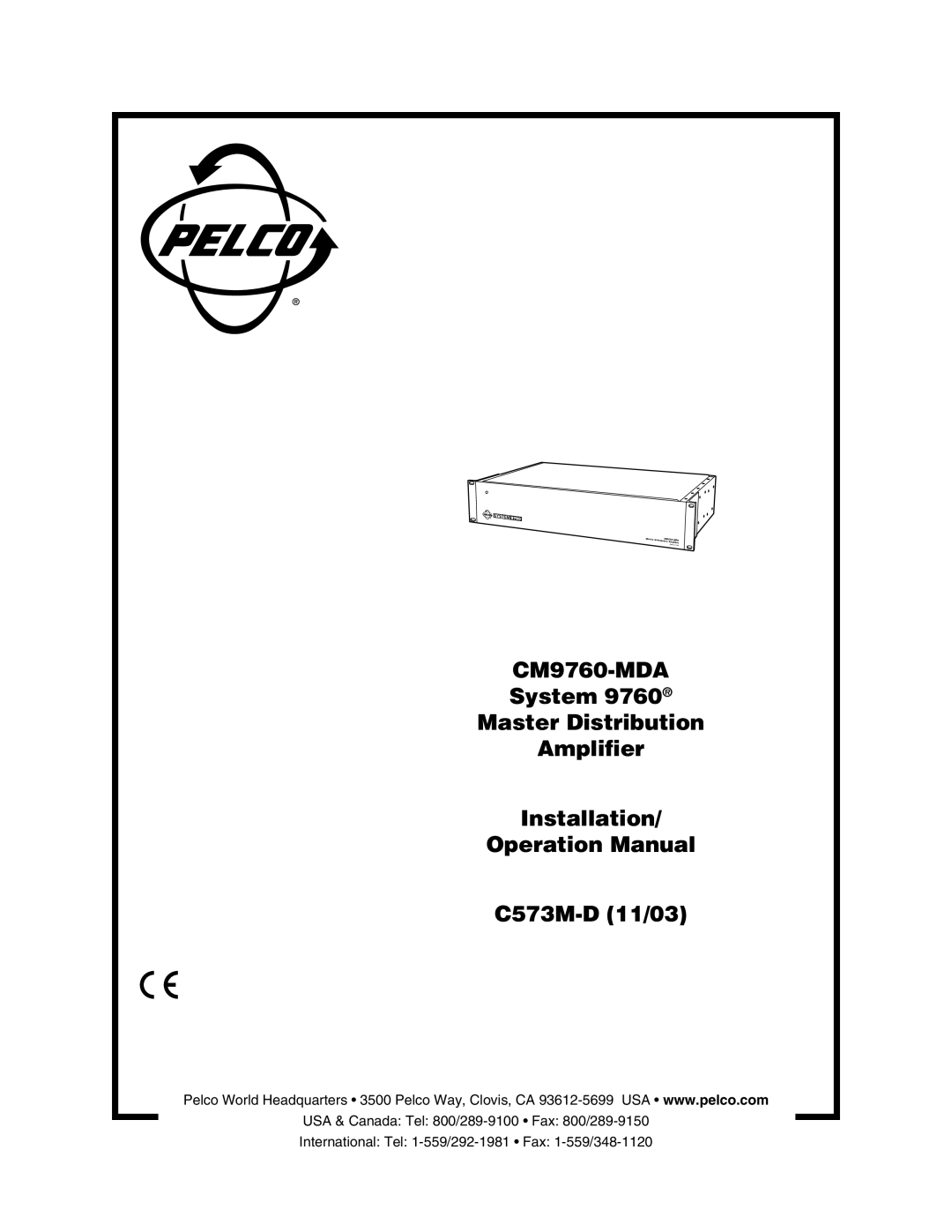 Pelco cs73m-d operation manual System 