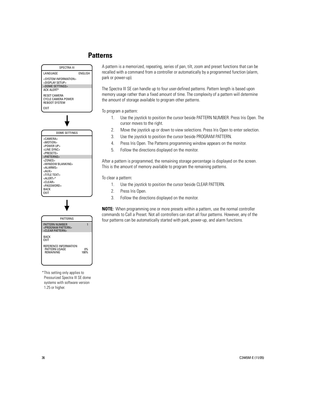 Pelco DD53CBW-X manual Patterns 