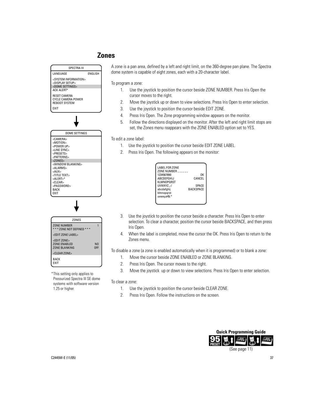 Pelco DD53CBW-X manual Zones, To edit a zone label 