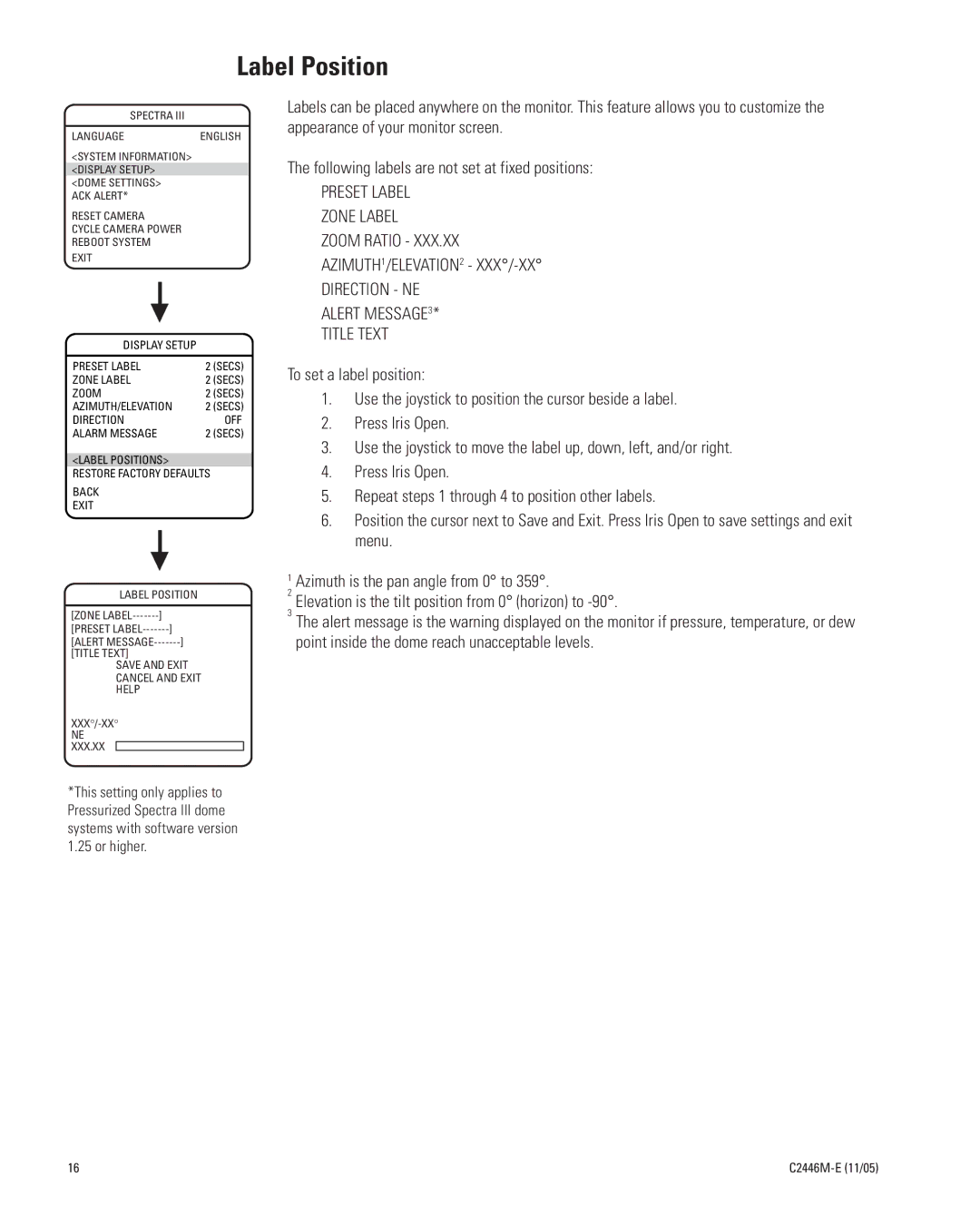 Pelco DD53TC16-X manual Label Position 