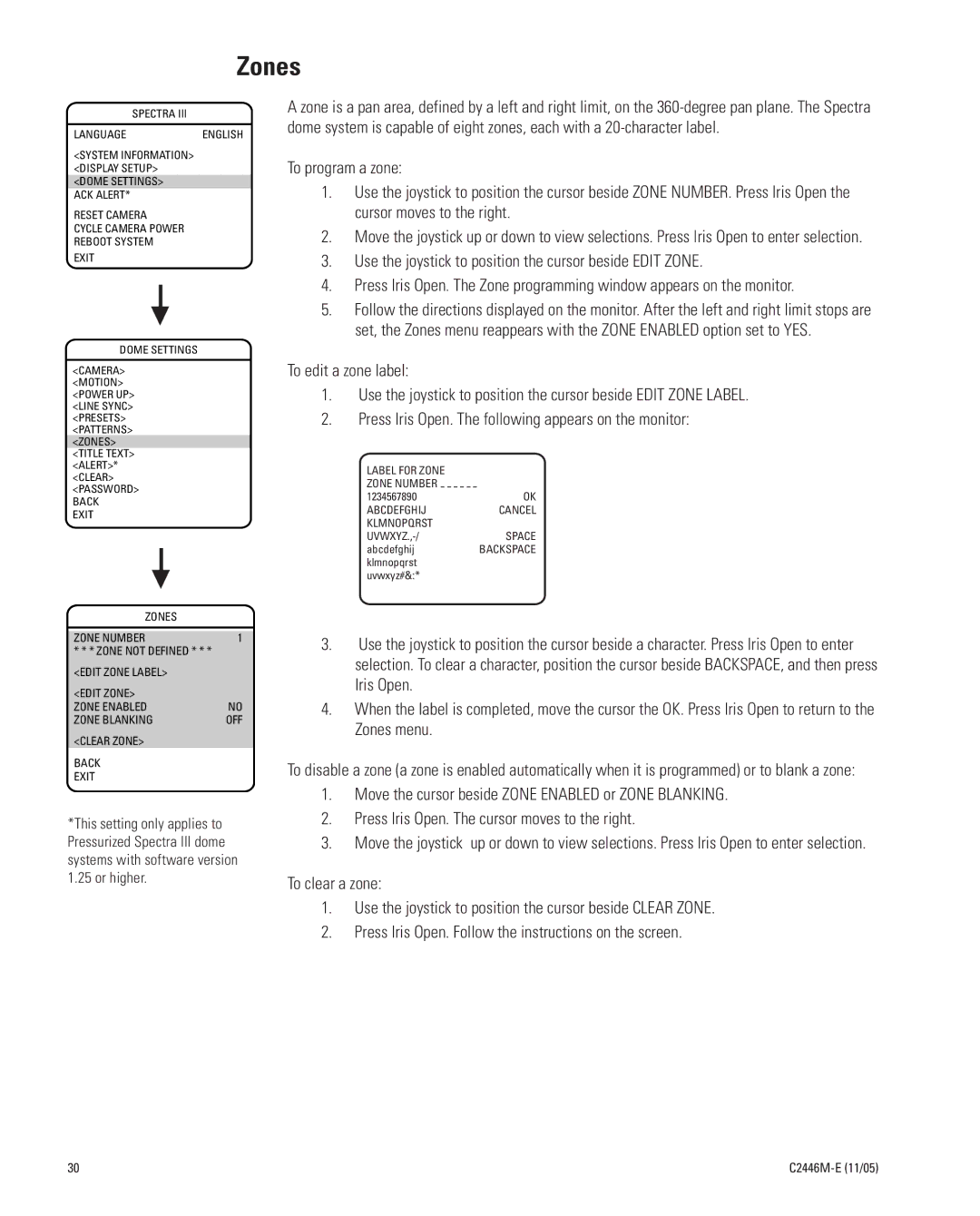 Pelco DD53TC16-X manual Zones, To edit a zone label 