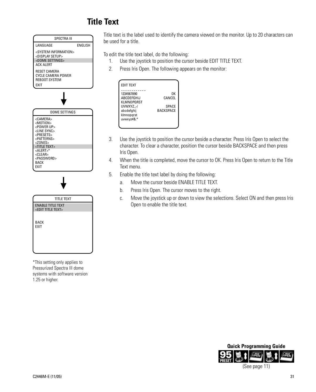 Pelco DD53TC16-X manual Title Text, Quick Programming Guide 