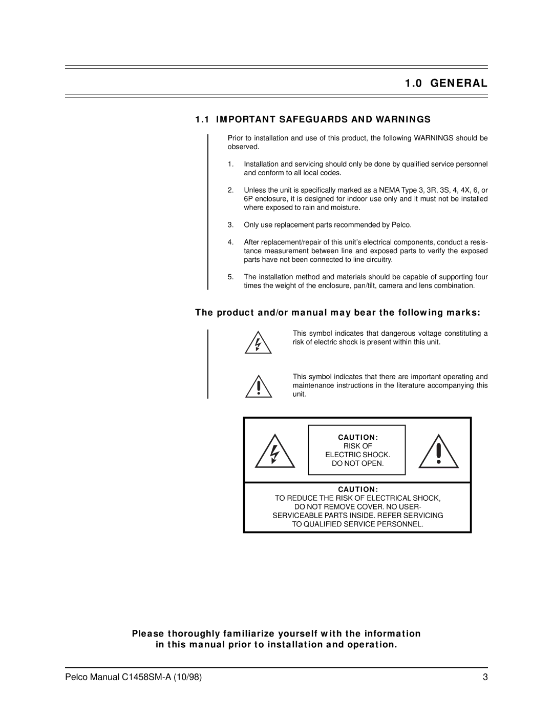 Pelco DF5S service manual General 