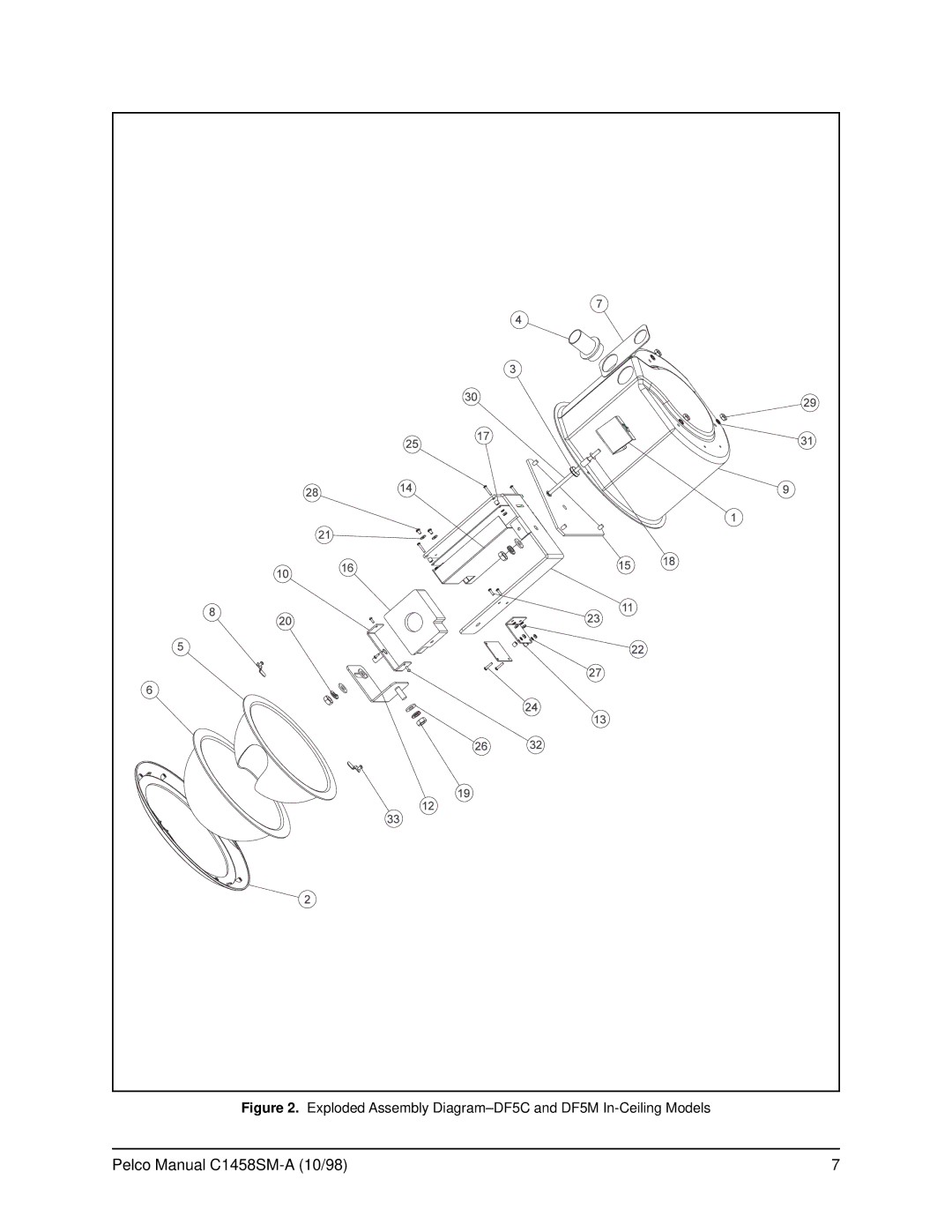 Pelco DF5S service manual Exploded Assembly Diagram-DF5C and DF5M In-Ceiling Models 