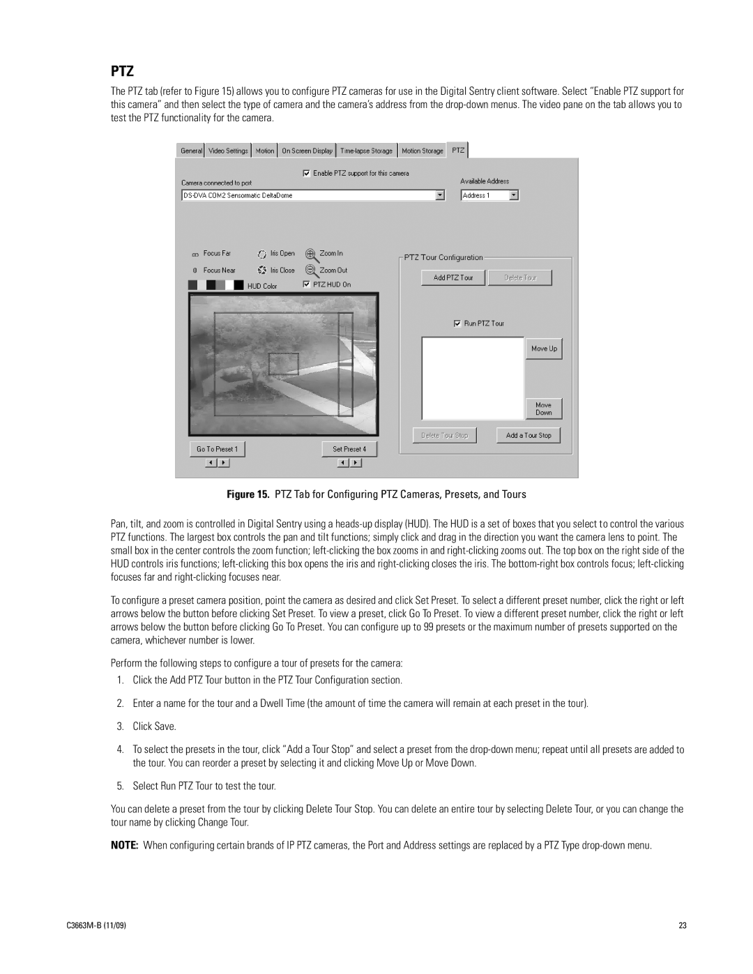 Pelco DS NVS manual Ptz, PTZ Tab for Configuring PTZ Cameras, Presets, and Tours 