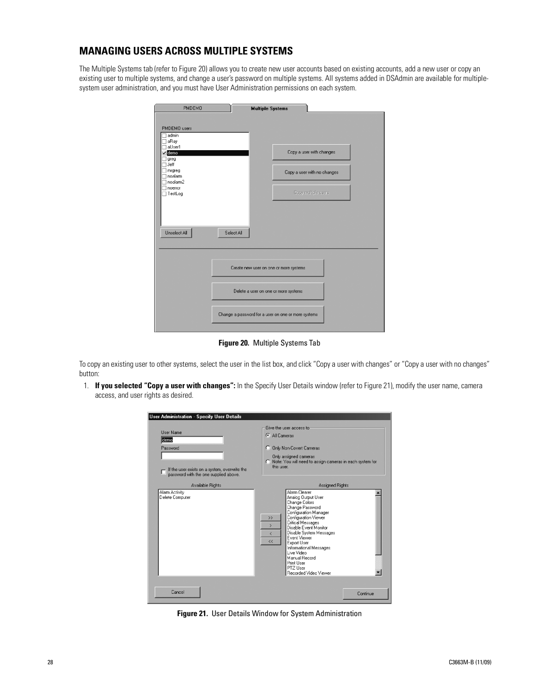 Pelco DS NVS manual Managing Users Across Multiple Systems, User Details Window for System Administration 