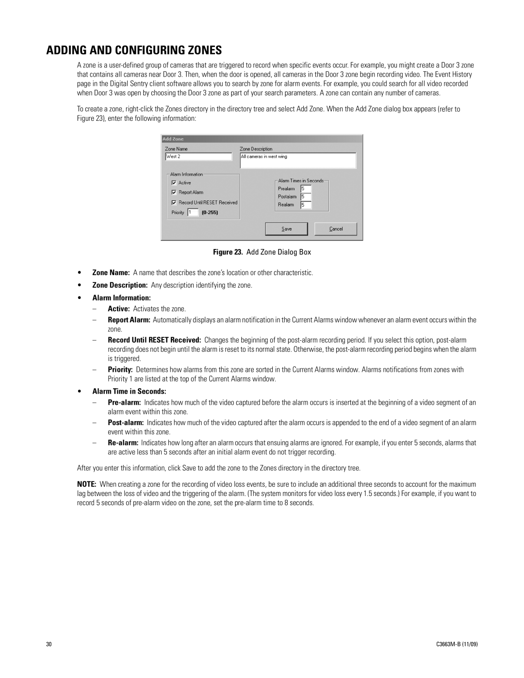 Pelco DS NVS manual Adding and Configuring Zones, Alarm Information 