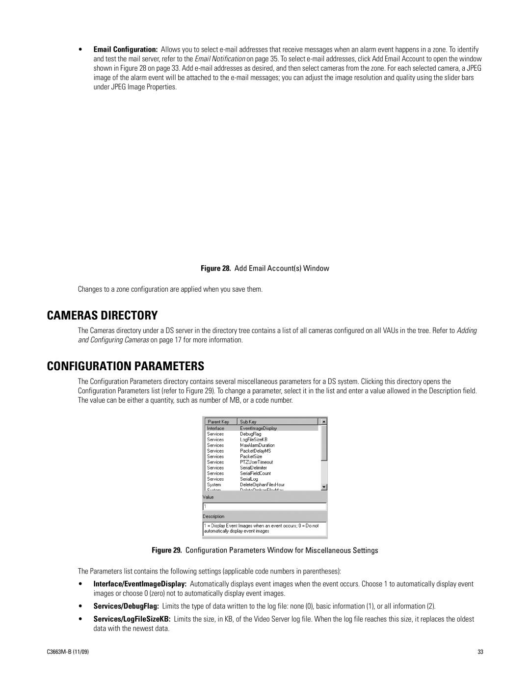 Pelco DS NVS manual Cameras Directory, Configuration Parameters 