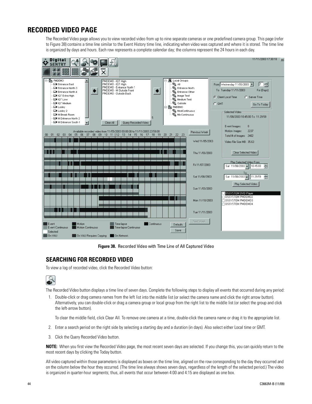 Pelco DS NVS manual Searching for Recorded Video 