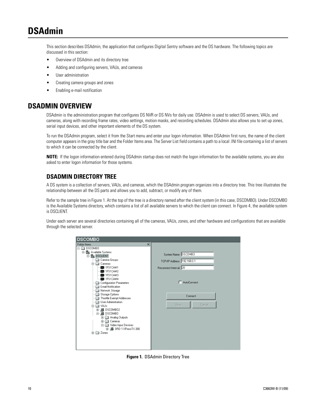 Pelco DS NVS manual DSAdmin, Dsadmin Overview, Dsadmin Directory Tree 