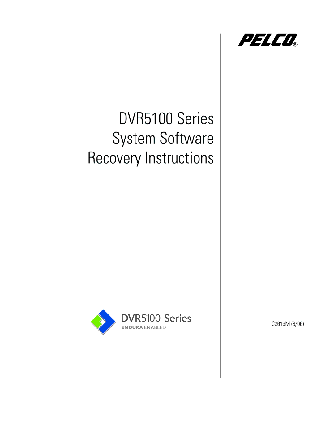 Pelco manual DVR5100 Series System Software Recovery Instructions 