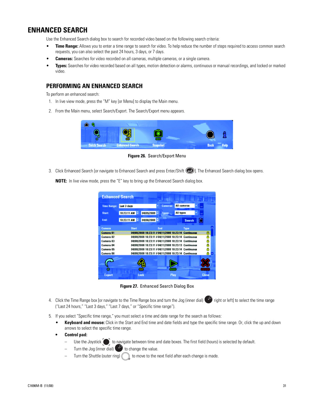 Pelco DVR5100 Series manual Performing AN Enhanced Search 