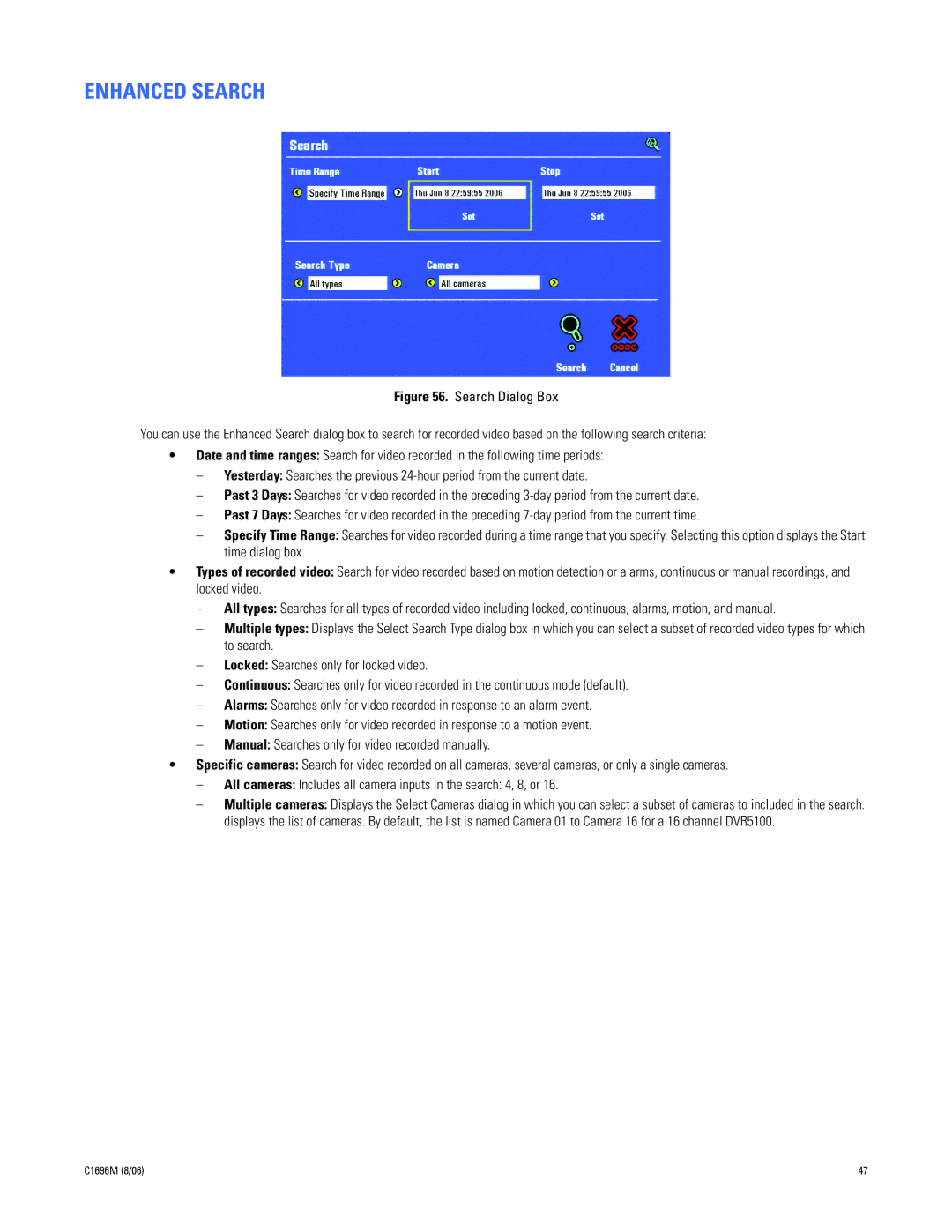 Pelco DVR5100 manual Enhanced Search 
