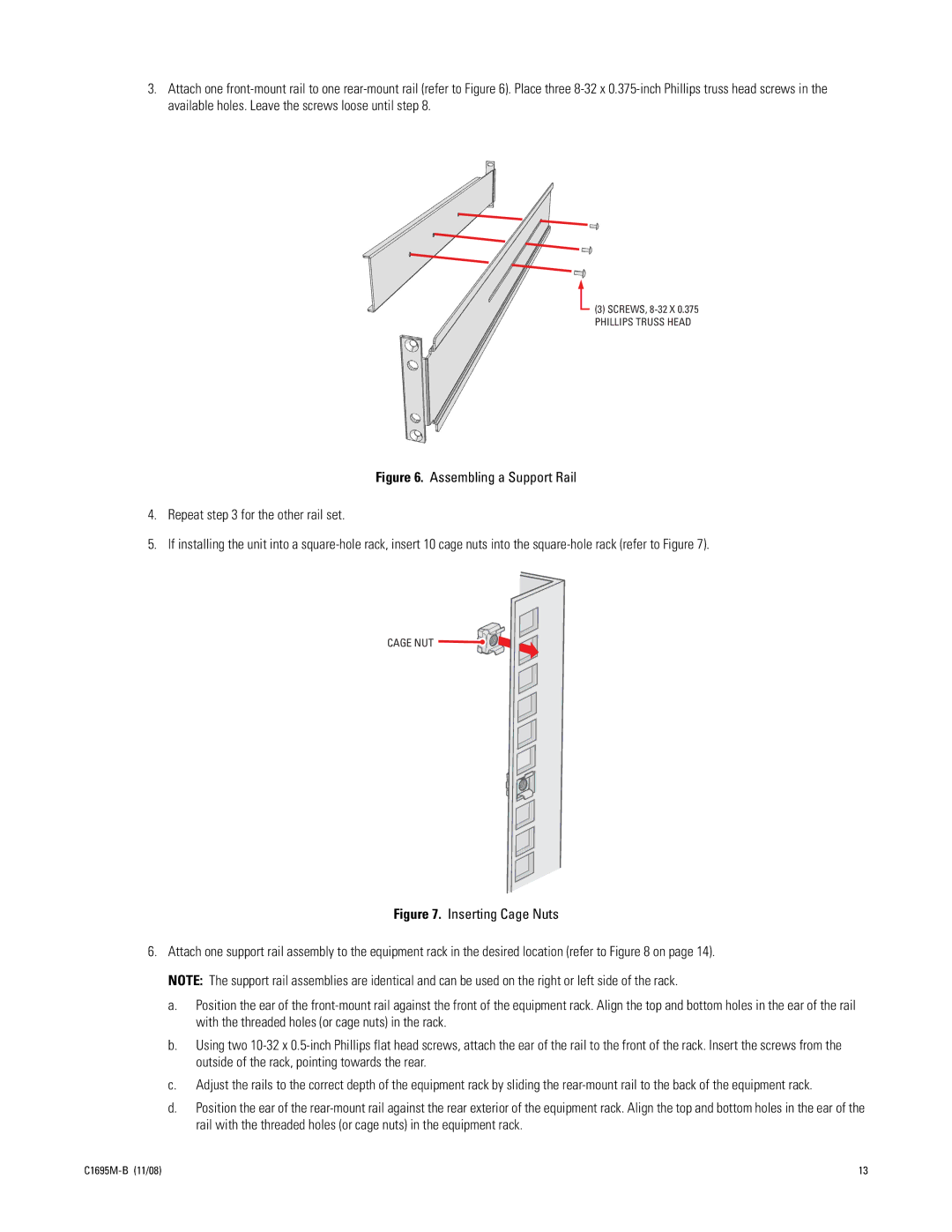 Pelco DVR5100 manual Inserting Cage Nuts 