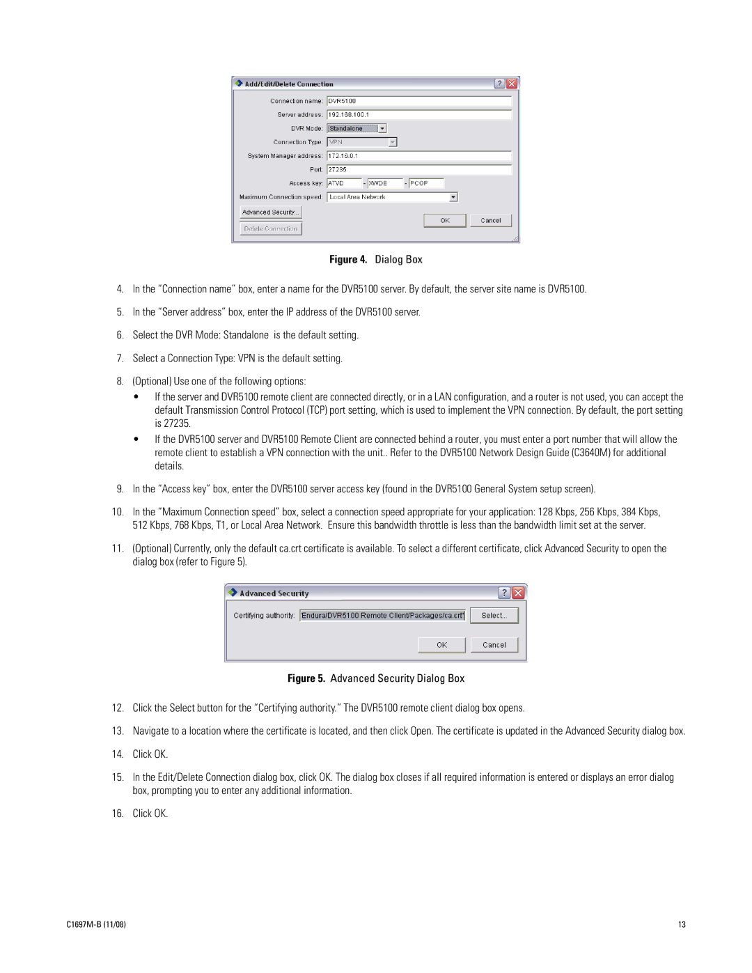 Pelco DVR5100 manual Dialog Box 