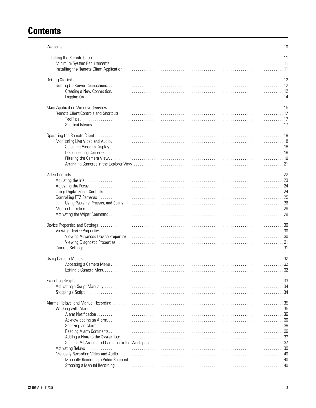 Pelco DVR5100 manual Contents 