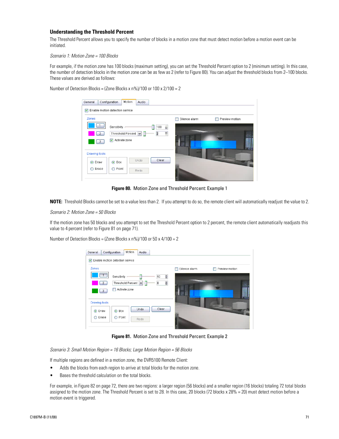 Pelco DVR5100 manual Understanding the Threshold Percent 