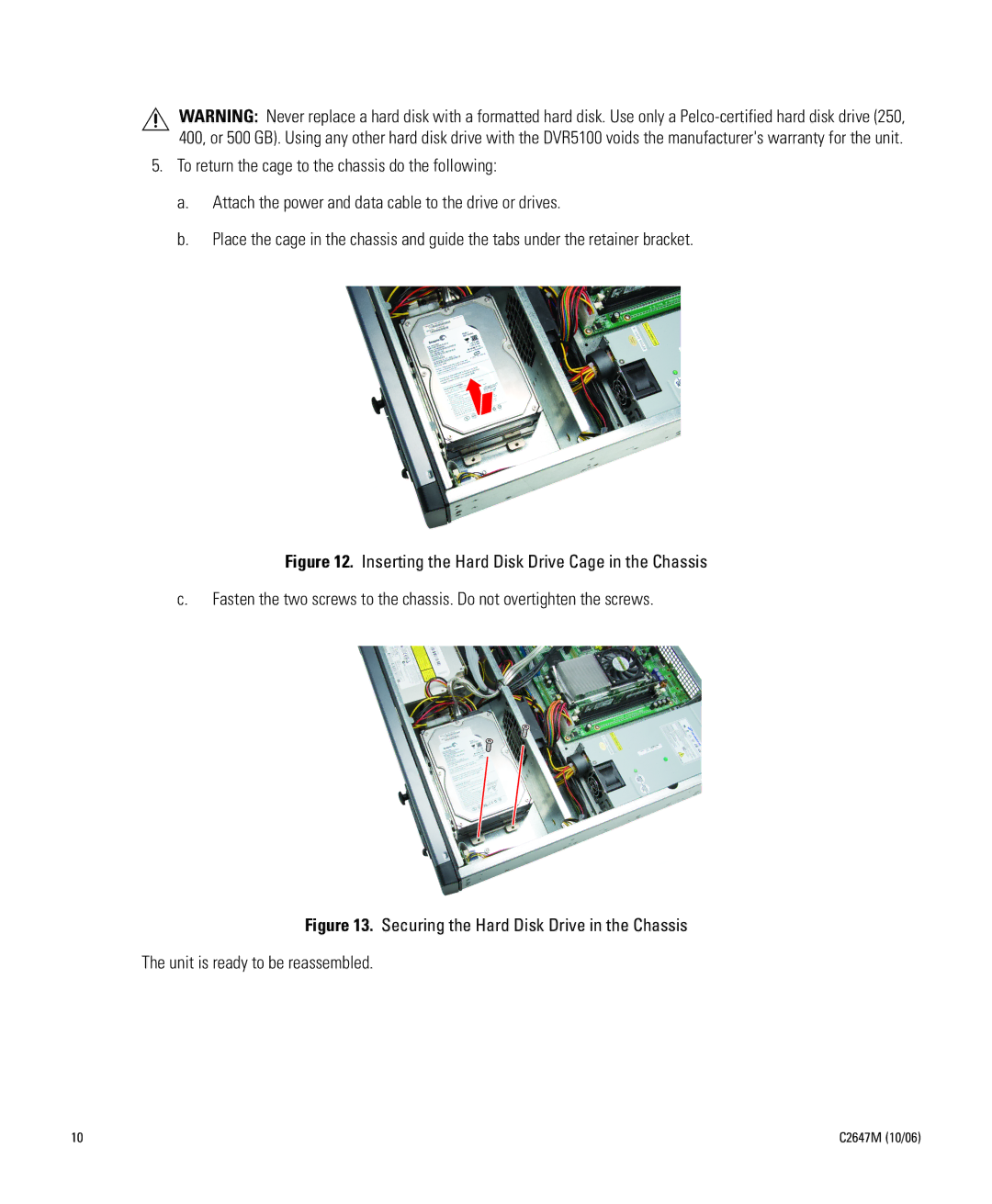 Pelco DVR5KUP-250-1TB, DVR5KUP-500-800, DVR5KUP-250-800, DVR5KRP-400, DVR5KUP-250-500, DVR5KUP-500-1TB, 5100 manual C2647M 10/06 