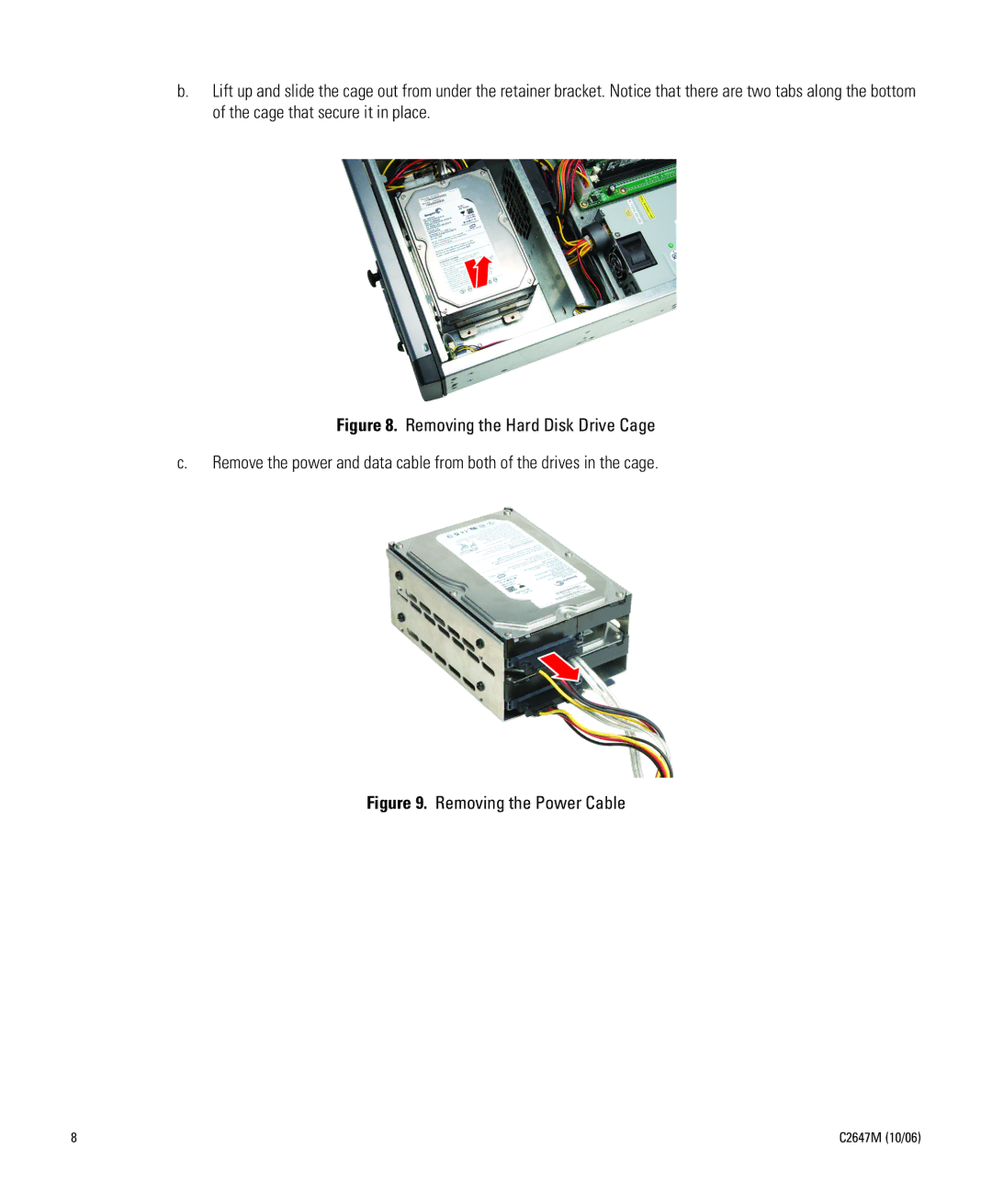 Pelco 5100, DVR5KUP-500-800, DVR5KUP-250-1TB, DVR5KUP-250-800, DVR5KRP-400, DVR5KUP-250-500 manual Removing the Power Cable 