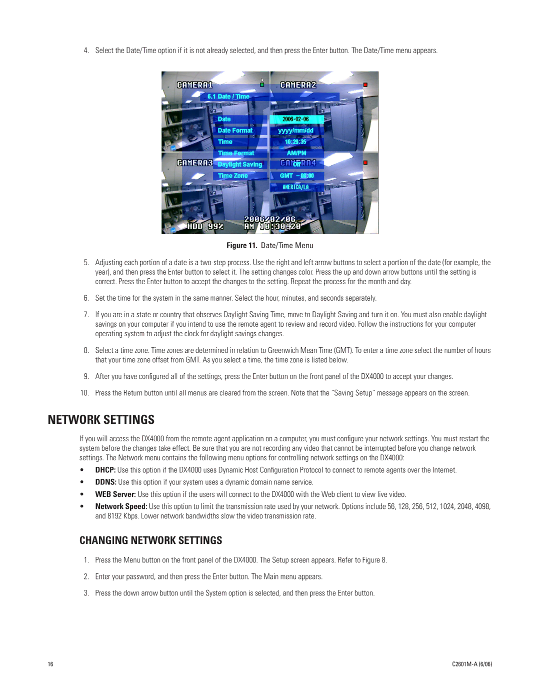 Pelco dx4000 manual Changing Network Settings 