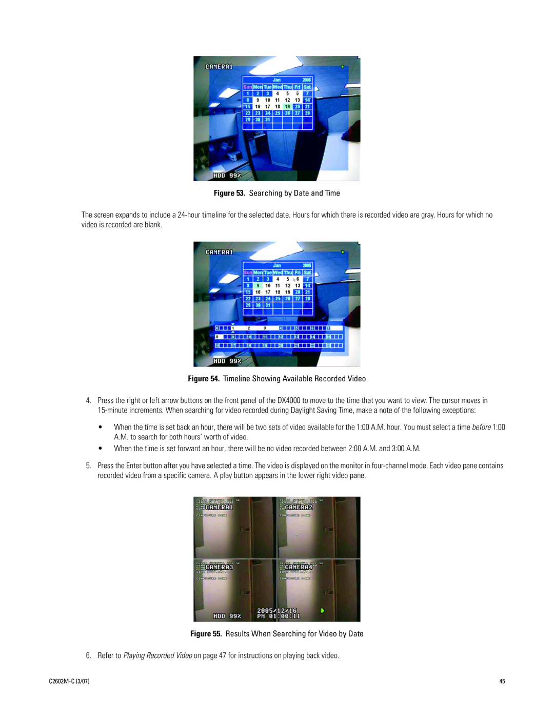 Pelco dx4000 manual Timeline Showing Available Recorded Video 