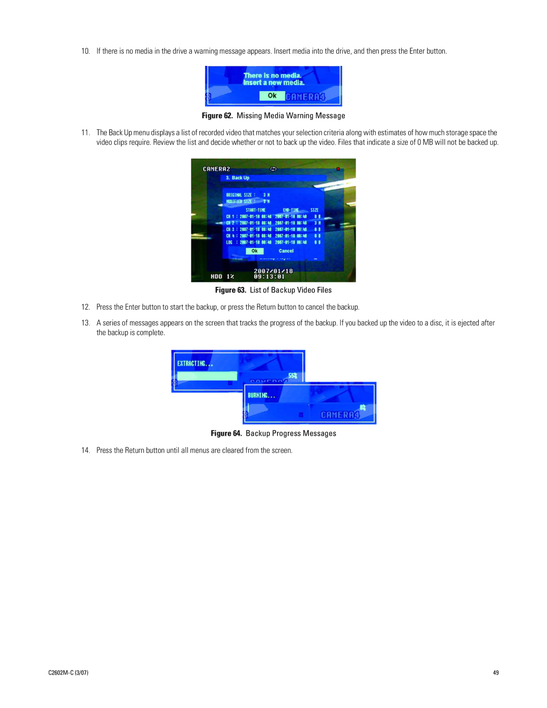 Pelco dx4000 manual Missing Media Warning Message 