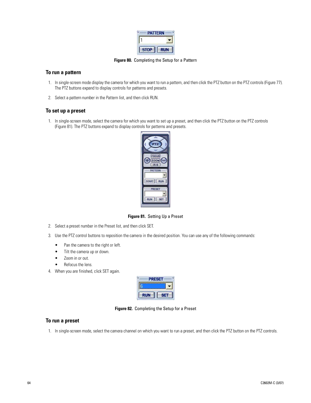 Pelco dx4000 manual To set up a preset, Completing the Setup for a Pattern 