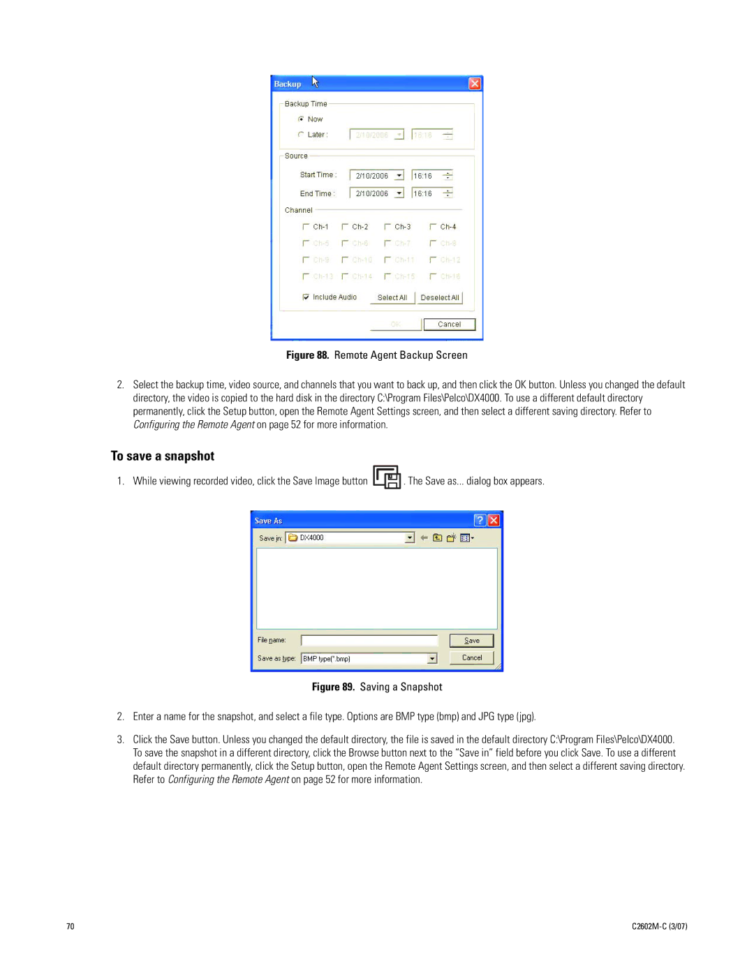 Pelco dx4000 manual To save a snapshot, Save as... dialog box appears 