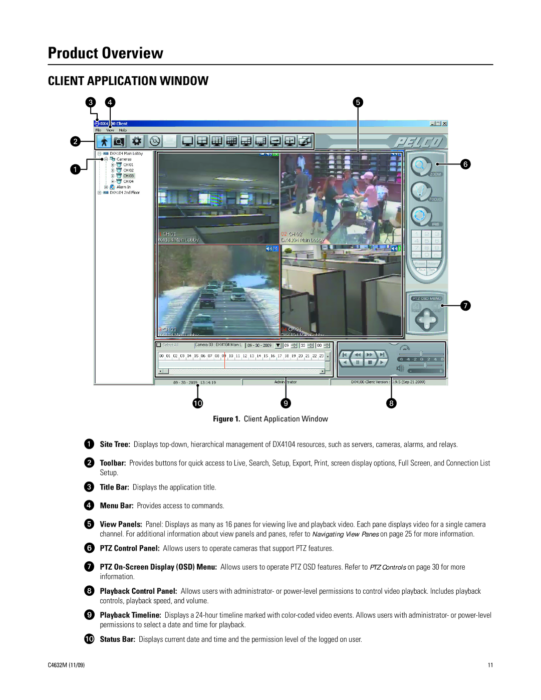 Pelco DX4104 Series manual Product Overview, Client Application Window 