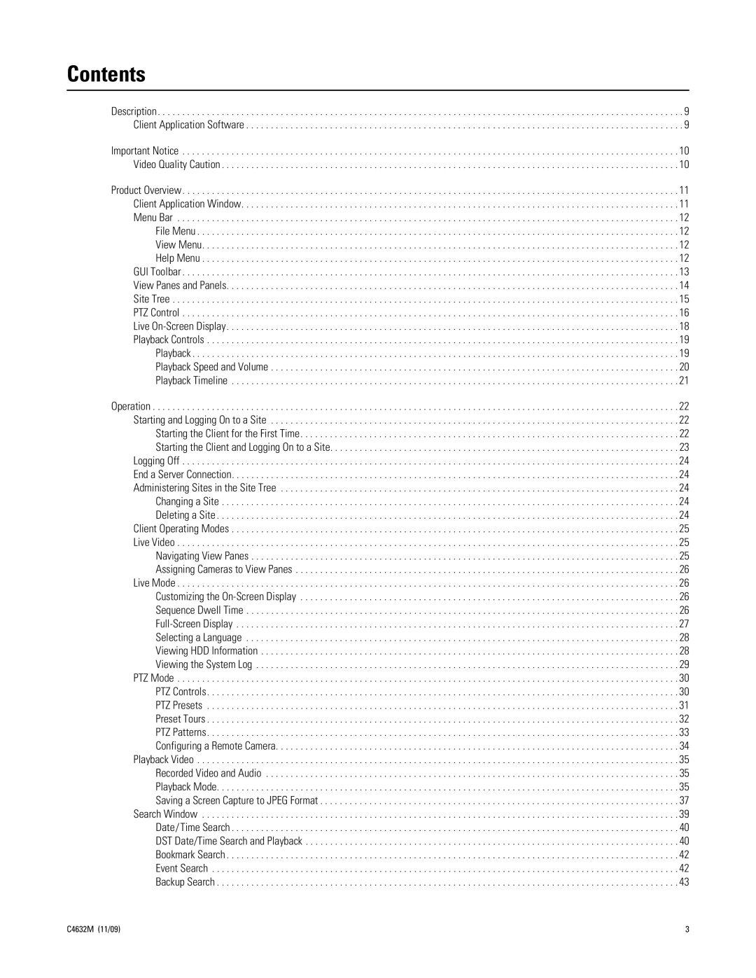 Pelco DX4104 Series manual Contents 