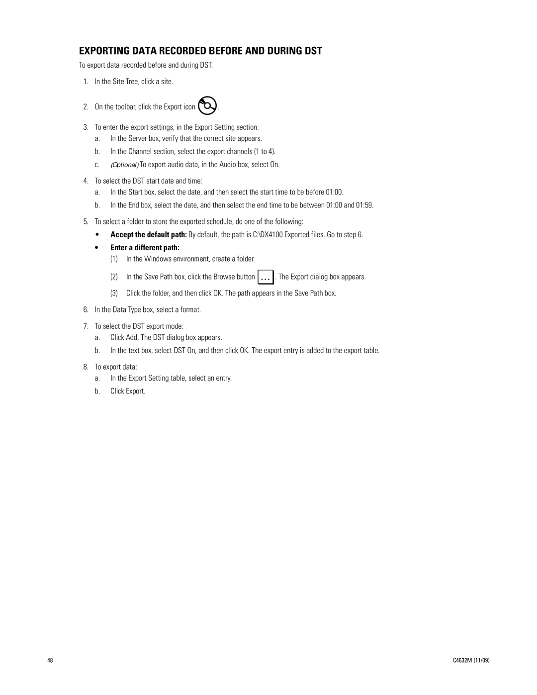 Pelco DX4104 Series manual Exporting Data Recorded Before and During DST 