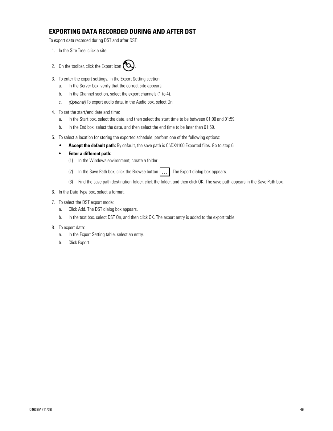 Pelco DX4104 Series manual Exporting Data Recorded During and After DST 