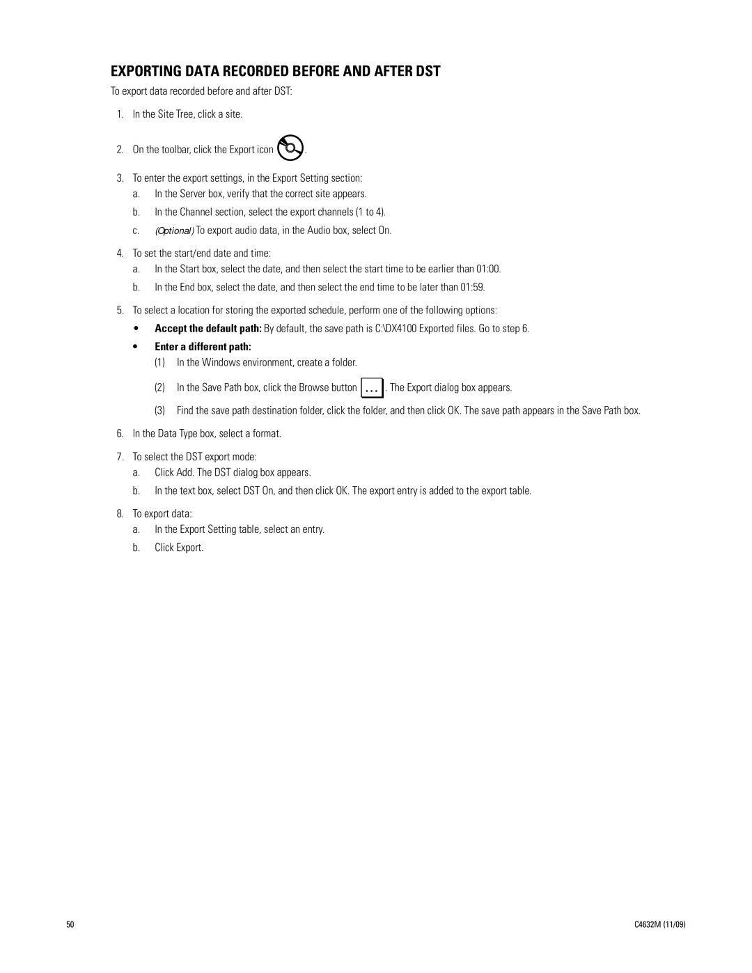 Pelco DX4104 Series manual Exporting Data Recorded Before and After DST 