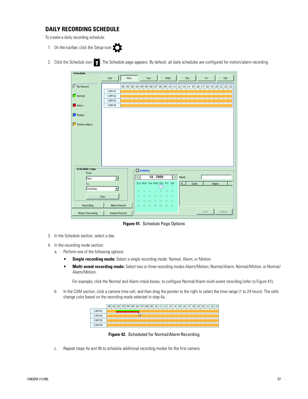 Pelco DX4104 Series manual Daily Recording Schedule 