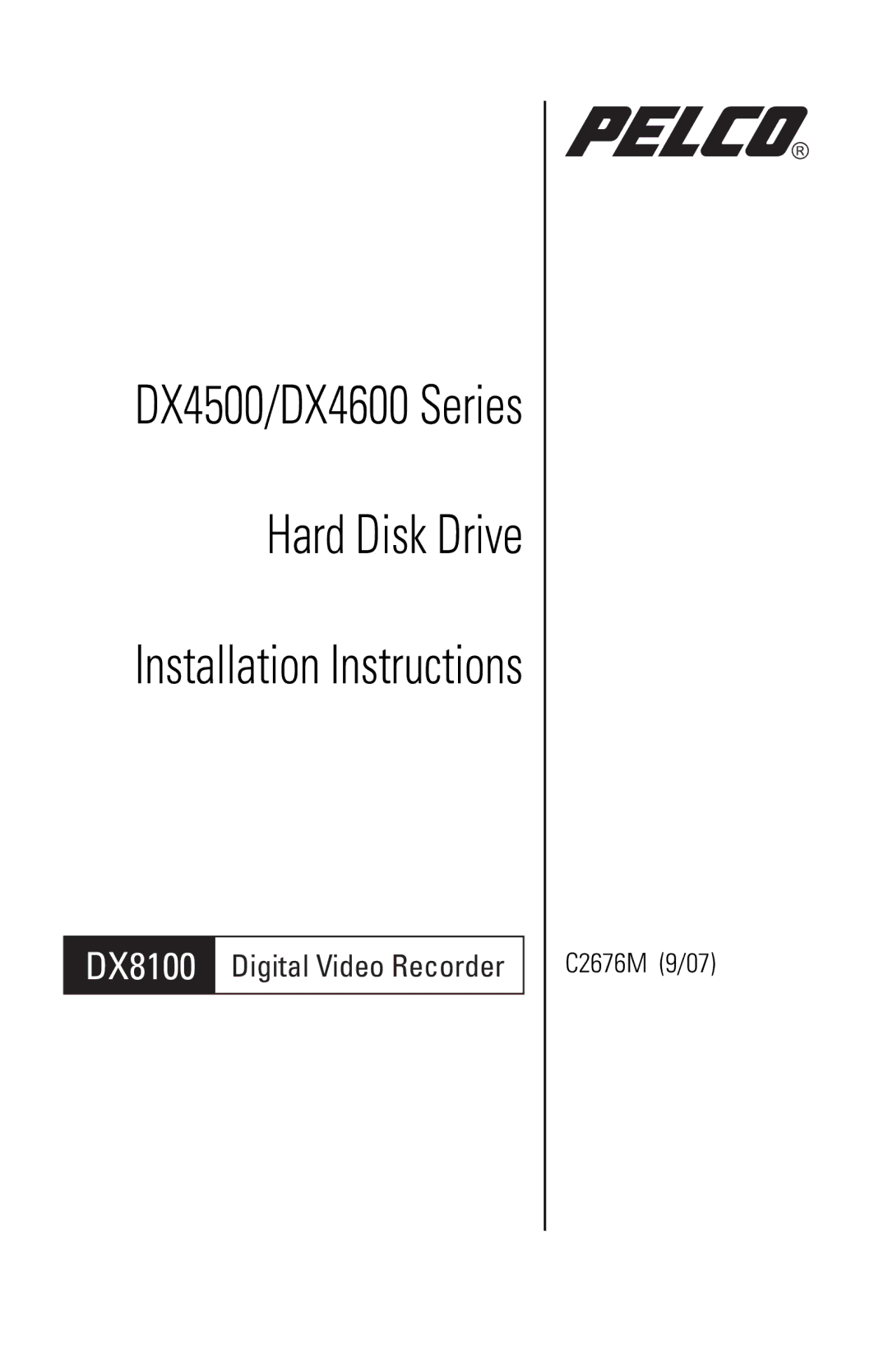 Pelco DX4500 installation instructions DX8100 