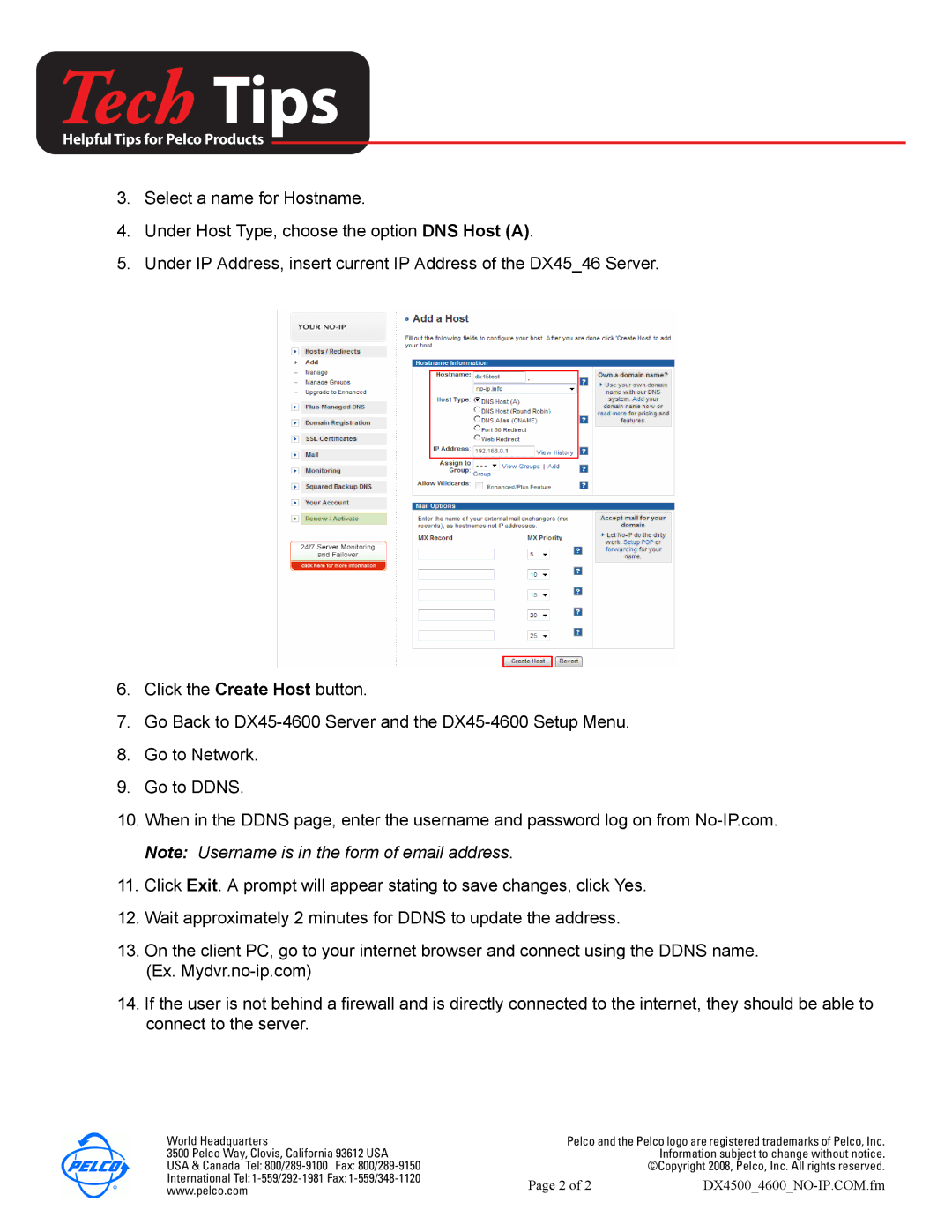 Pelco DX4500/4600 configurationmanual Tech Tips 